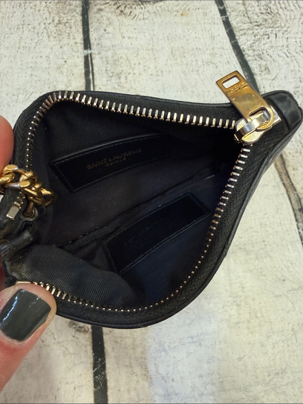YSL Yves Saint Laurent Black Leather Key Pouch Mini Wallet - Picture 7 of 16